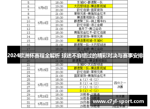 2024欧洲杯赛程全解析 球迷不容错过的精彩对决与赛事安排